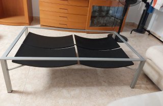 Mesa centro diseño cristal, metal y madera 120x70
