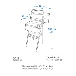Fregadero portátil de camping con depósito de aguas