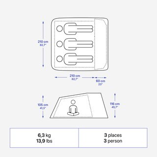 Tienda de campaña instantánea para 3 personas, 2 Seconds XL