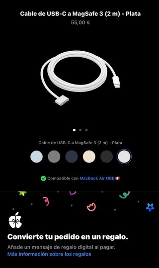 Cable MacBook USB-C a MagSafe 3 Apple