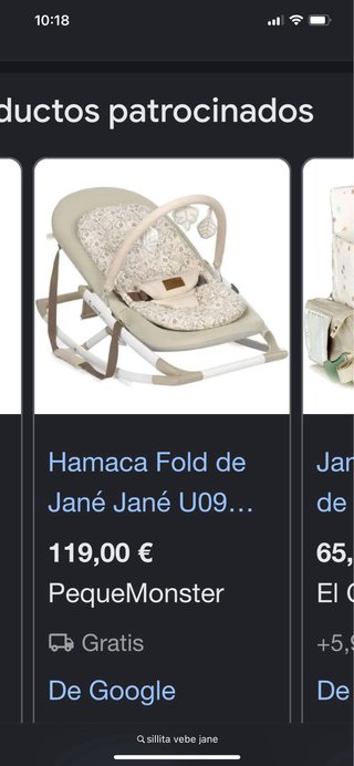 Sillita/hamaca bebé Jane Fold balancín/fija