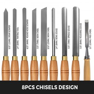 Cincel de Torno de Madera de 8 Piezas, Cincel de Torno de Madera, Cuchillas de Acero HSS para Corte y Tallado, Herramientas de Torneado de Madera, Juego de Cinceles de Torno para Almacenamiento, p...
