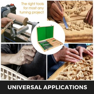 Cincel de Torno de Madera de 8 Piezas, Cincel de Torno de Madera, Cuchillas de Acero HSS para Corte y Tallado, Herramientas de Torneado de Madera, Juego de Cinceles de Torno para Almacenamiento, p...
