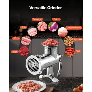 Molino de Carne Manual, Molino de Carne de Acero Inoxidable 304 con Abrazadera de Mesa de Acero, Picadora de Carne y Fabricante de Salchichas con 1 Cuchilla de Corte, 2 Placas de Corte, Tubo para ...