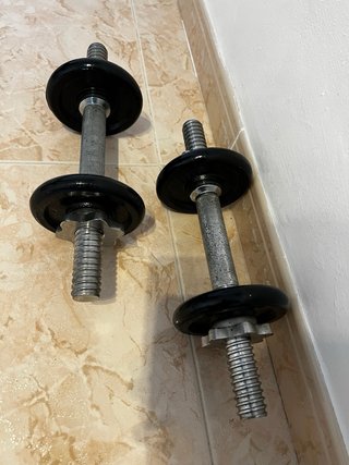 Banco abdominales + Kit pesas con discos