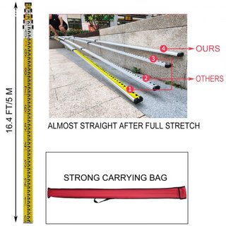 Trípode de Aluminio de 1.65M + Varilla de Nivel Láser Dumpy de 5M y 5 Secciones para Nivel Láser Rotativo