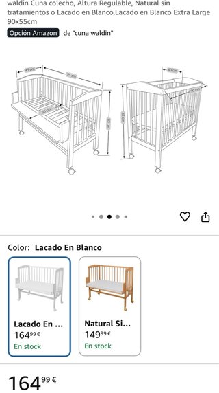 Cuna colecho 2 posiciones marca “Waldin”