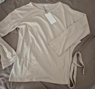 Camiseta Zara L Manga Larga Beige Nueva