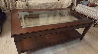Mesa de centro madera de haya con barniz de nogal