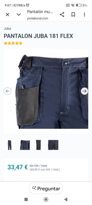 Pantalón trabajo Juba Flex