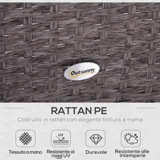 Conjunto de Muebles de Jardín 2 Sillones 2 Puff 1 Mesa de Vidrio Templado Rattan Gris