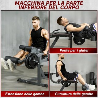 Máquina de Pantorrillas con Respaldo y Almohadillas Ajustables, Banco de Extensión de Piernas y Curl de Piernas, Máquina para Pantorrillas con Espacio para Discos de Peso, Gris y Negro