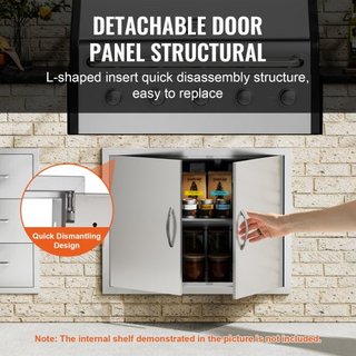 Puerta de Acceso para BBQ, Puerta Doble para Cocina Exterior de 787x609 mm, Puerta de Montaje Flush de Acero Inoxidable, Puerta Vertical de Doble Pared con Manijas y Ganchos, para Isla de BBQ, Est...