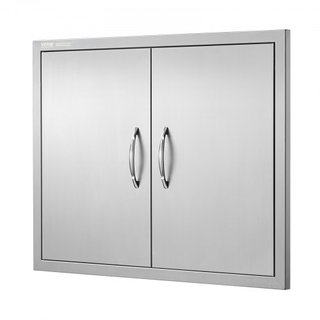 Puerta de Acceso para BBQ, Puerta Doble para Cocina Exterior de 787x609 mm, Puerta de Montaje Flush de Acero Inoxidable, Puerta Vertical de Doble Pared con Manijas y Ganchos, para Isla de BBQ, Est...