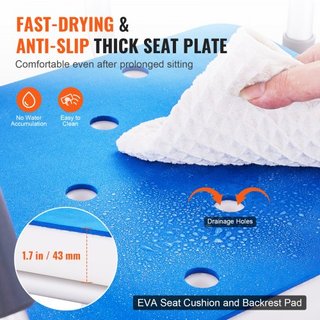 Silla de Ducha Giratoria 360 Grados, Asiento de Ducha Ajustable con Reposabrazos y Respaldo para Ducha o Bañera, Silla de Bañera Rotativa Antideslizante para Ancianos, Discapacitados o Lesionados,...