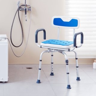 Silla de Ducha Giratoria 360 Grados, Asiento de Ducha Ajustable con Reposabrazos y Respaldo para Ducha o Bañera, Silla de Bañera Rotativa Antideslizante para Ancianos, Discapacitados o Lesionados,...