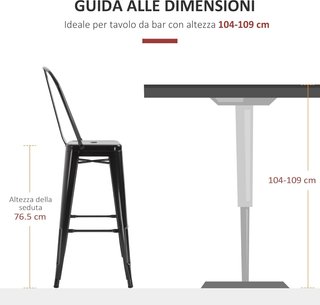 Set de 4 Taburetes Ergonómicos con Respaldo Extraíble y Reposapiés, Taburetes de Cocina de Metal, 44X46X116 Cm, Negro