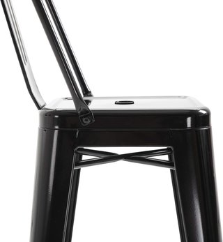 Set de 4 Taburetes Ergonómicos con Respaldo Extraíble y Reposapiés, Taburetes de Cocina de Metal, 44X46X116 Cm, Negro