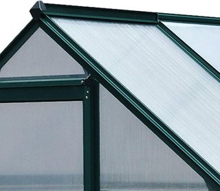 Invernadero de Jardín de Policarbonato 190X132X201Cm, Invernadero para Plantas con Base, Estructura de Aluminio, Ventana y Puerta Corredera