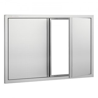 Puerta de Acceso para BBQ, Puerta Doble para Cocina Exterior de 914x610 mm, Puerta de Montaje Flush de Acero Inoxidable, Puerta Vertical de Pared con Mangos Rehundidos, para Isla de BBQ, Estación ...