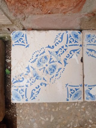 Azulejo Valenciano antiguo Azul y Blanco