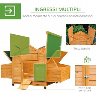 Gallinero Caja para Gallinas Impermeable de Jardín en Madera 150X100X96.5 Cm