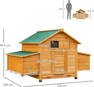 Gallinero Caja para Gallinas Impermeable de Jardín en Madera 150X100X96.5 Cm