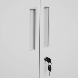 Armario de Garaje de 5 Estantes con 2 Puertas, Armario de Oficina, 40 X 80 X 180 Cm, 1 Cerradura, Estantes Ajustables, Armario de Metal, Gris Mate OMC015G01