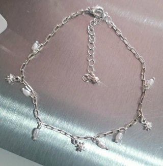 Tobillera y pendientes plata