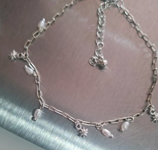 Tobillera y pendientes plata