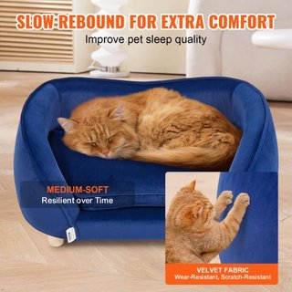 Sofá para Mascotas, Sofá para Perros de Tamaño Mediano y Gatos, Cama Sofá de Perro de Terciopelo Suave, Sofá para Gatos con Carga de 81 lbs, Azul Oscuro