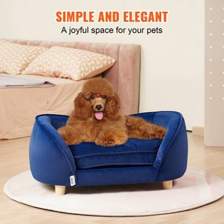 Sofá para Mascotas, Sofá para Perros de Tamaño Mediano y Gatos, Cama Sofá de Perro de Terciopelo Suave, Sofá para Gatos con Carga de 81 lbs, Azul Oscuro
