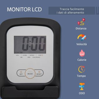 Cyclette da casa con 8 livelli di resistenza, cyclette reclinata orizzontale con ruote, monitor LCD e sedile regolabile, in acciaio e ABS, per palestra a casa, 122-137X62X103Cm