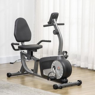 Cyclette da casa con 8 livelli di resistenza, cyclette reclinata orizzontale con ruote, monitor LCD e sedile regolabile, in acciaio e ABS, per palestra a casa, 122-137X62X103Cm
