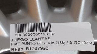 JUEGO LLANTAS FIAT PUNTO BERLINA (188) 1.9 JTD 100 Multijet Emotion