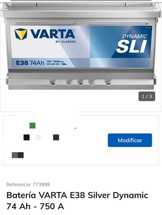 Batería VARTA E38 Silver Dynamic 74Ah