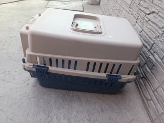 Transportín gato/perro beige y azul