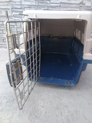 Transportín gato/perro beige y azul
