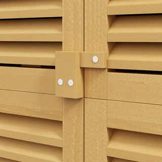 Caseta de Herramientas de Jardín de Madera de Abeto y Pino con 4 Compartimentos, Armario de Exterior para Herramientas de Jardín con Techo Impermeable, 87X46.5X160Cm, Amarillo