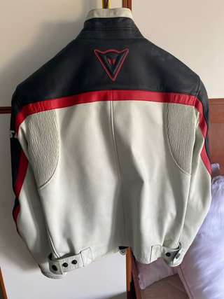 Giacca Moto Dainese Pelle Bianca Rossa Nera