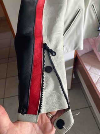 Giacca Moto Dainese Pelle Bianca Rossa Nera