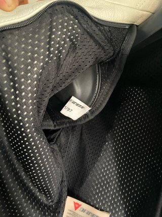 Giacca Moto Dainese Pelle Bianca Rossa Nera