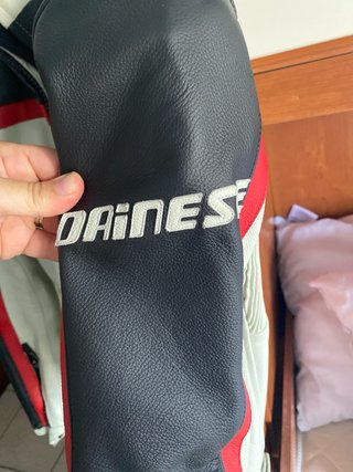 Giacca Moto Dainese Pelle Bianca Rossa Nera