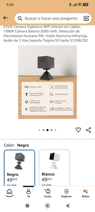 Cámara Vigilancia EZVIZ CB2 Batería. NUEVA