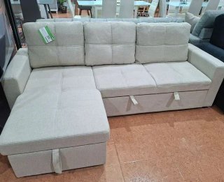 Sofá chaise longue beige tela