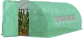 Invernadero de Jardín a Túnel con Puerta y 8 Ventanas, Invernadero de Jardín en PE y Metal Galvanizado, para Cultivo de Plantas, 600X300X200Cm