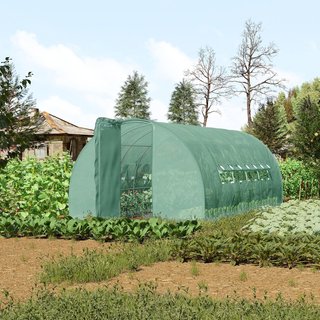 Invernadero de Jardín a Túnel con Puerta y 8 Ventanas, Invernadero de Jardín en PE y Metal Galvanizado, para Cultivo de Plantas, 600X300X200Cm