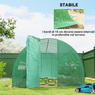 Invernadero de Jardín a Túnel con Puerta y 8 Ventanas, Invernadero de Jardín en PE y Metal Galvanizado, para Cultivo de Plantas, 600X300X200Cm