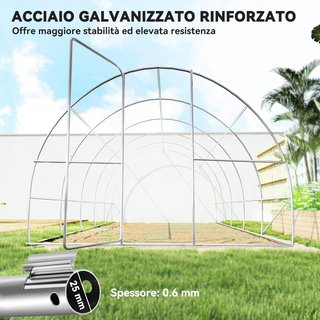 Invernadero de Jardín a Túnel con Puerta y 8 Ventanas, Invernadero de Jardín en PE y Metal Galvanizado, para Cultivo de Plantas, 600X300X200Cm