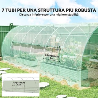Invernadero de Jardín a Túnel con Puerta y 8 Ventanas, Invernadero de Jardín en PE y Metal Galvanizado, para Cultivo de Plantas, 600X300X200Cm
